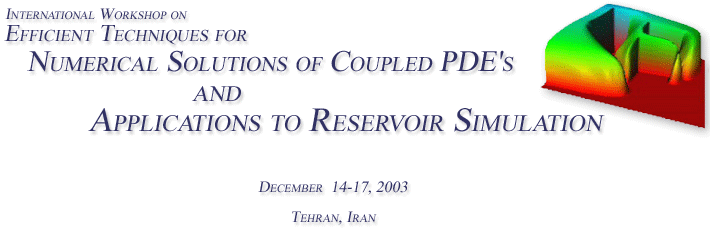Internation Workshop on Efficient Techniques for  Numerical Solutions of Coupled PDE's and Applications to Reservoir Simulation.      Dec. 14-17 , 2003     Tehran, Iran